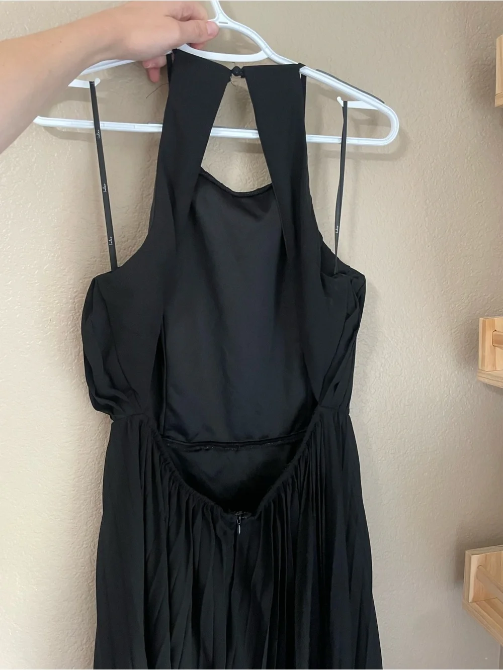 Lulu's Black Halter Pleated Maxi Dress with High Side Slit